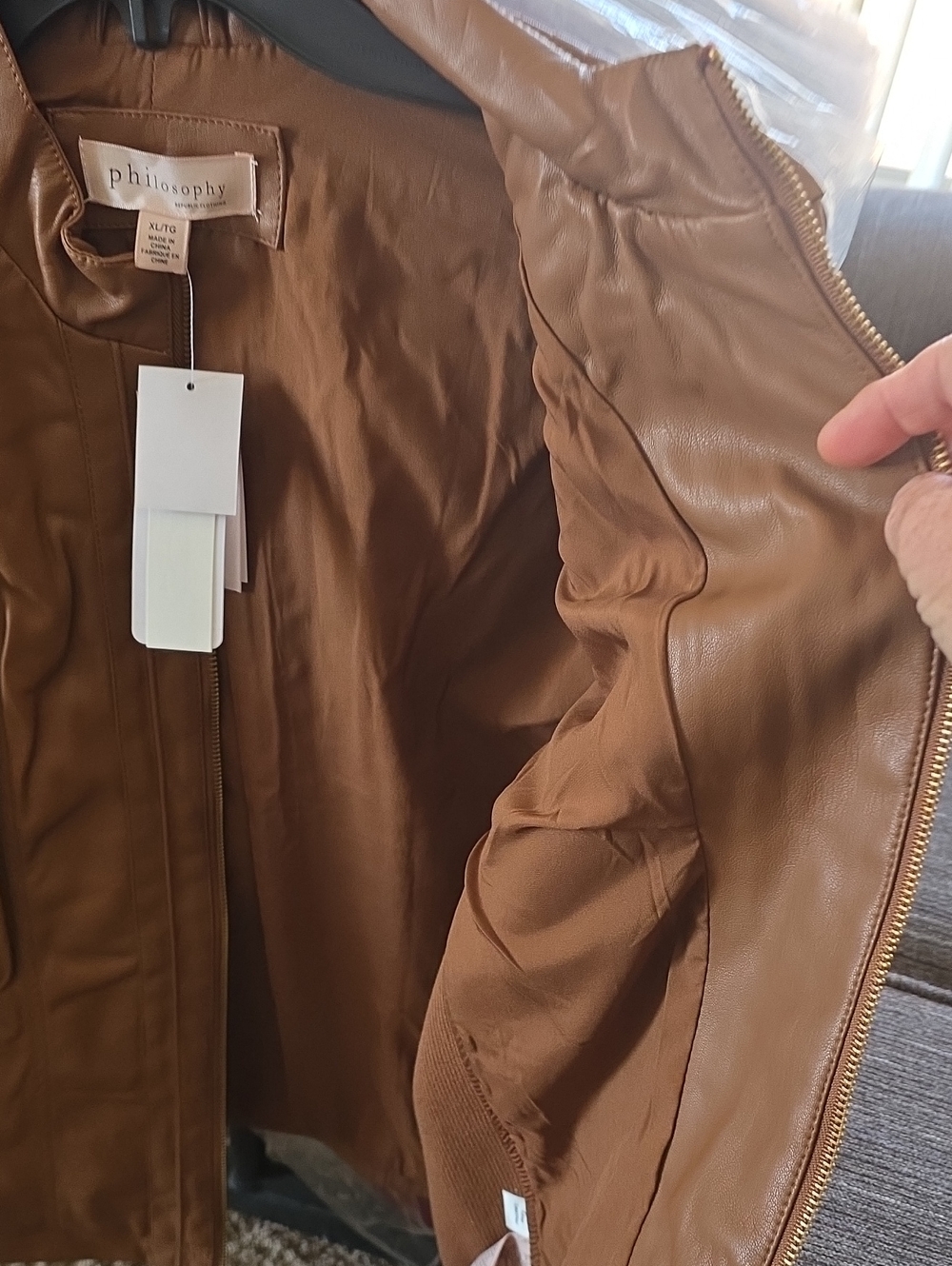 Philosophy Cognac Brown Faux Leather Moto Jacket - Picture 5 of 6